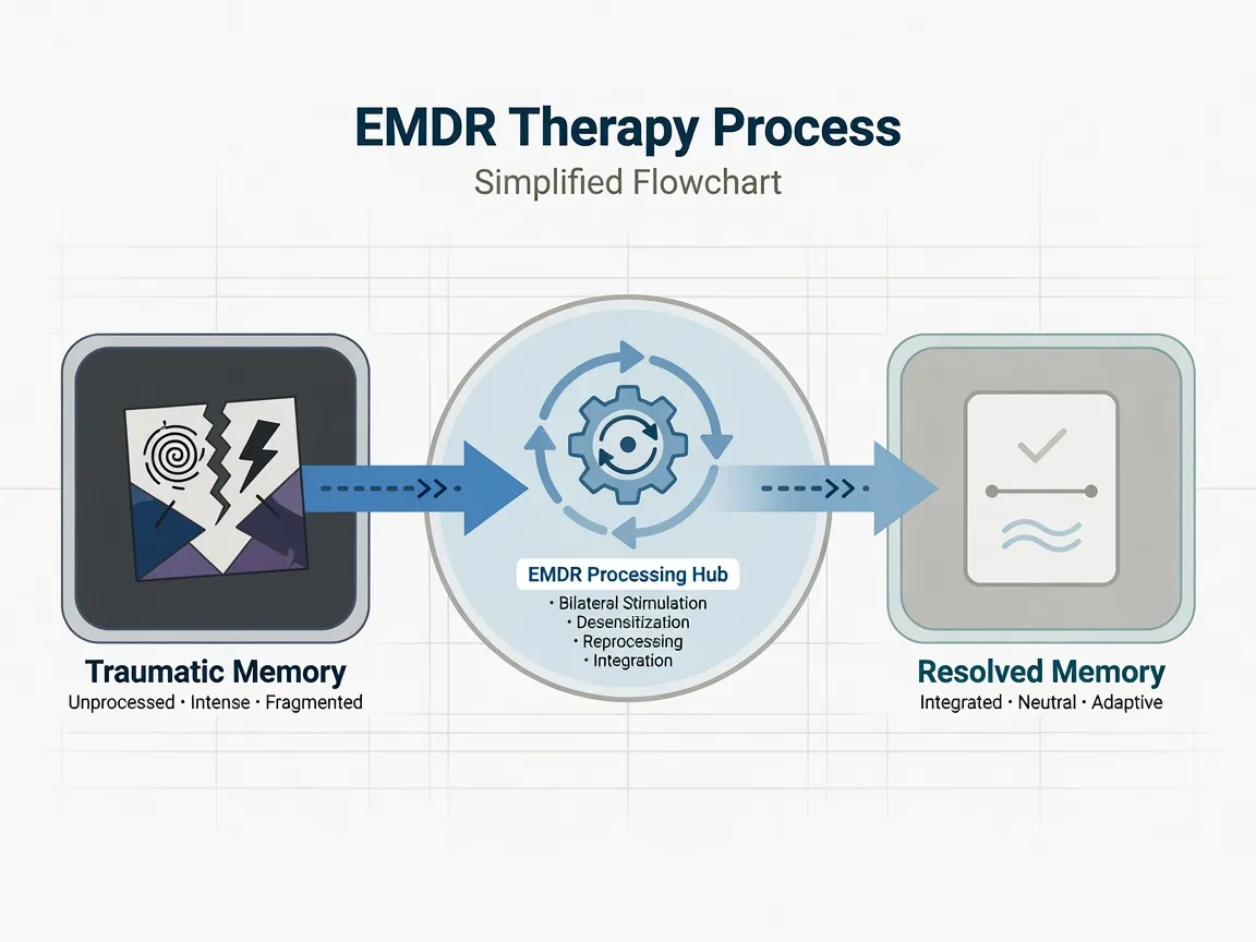 Схема процесса переработки воспоминаний методом EMDR